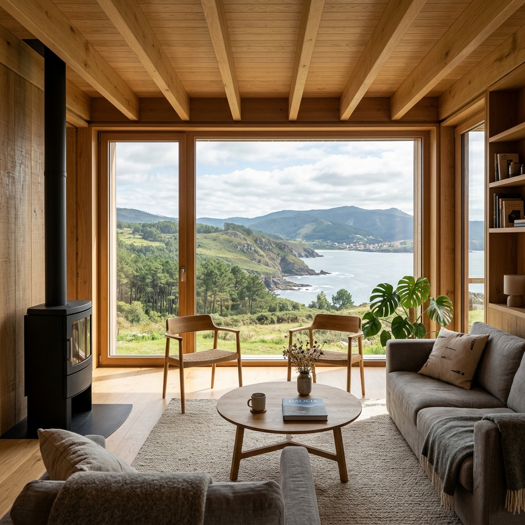 eficiencia energetica casas de madera - Interiorismo Passivhaus con ventanales